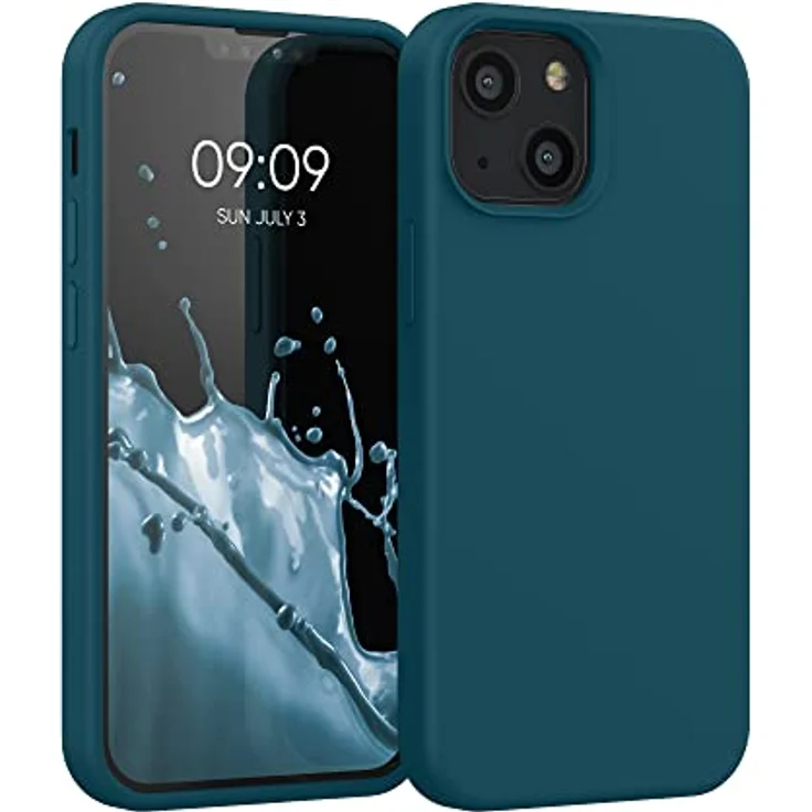 kwmobile Handyhülle für iPhone 13 mini, Silikon Case in Petrol matt, kabelloses Laden, rutschfester Grip – Bild 1