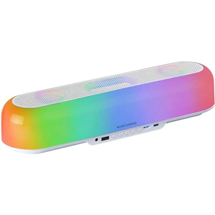 Mars Gaming MSB-ORB, Tragbarer Lautsprecher mit 20W, RGB 360° Beleuchtung, Triple-Driver-System, Bluetooth 5.3, USB, MicroSD, AUX, FM, Weiß – Bild 1
