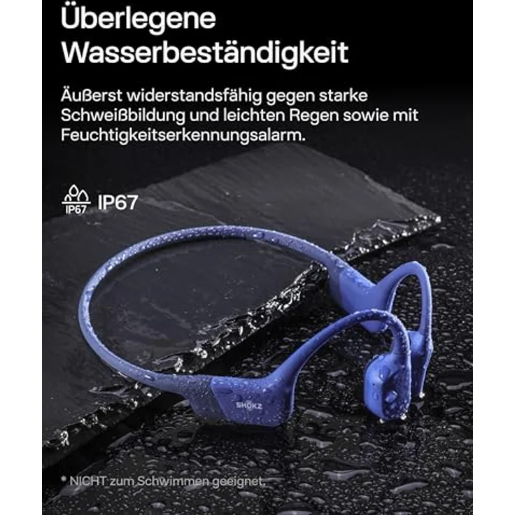 Shokz Openrun Sport Kopfhörer - Bone Conduction Technologie, kabellos, Blau mit integriertem Mikrofon und digitaler Geräuschunterdrückung – Bild 5