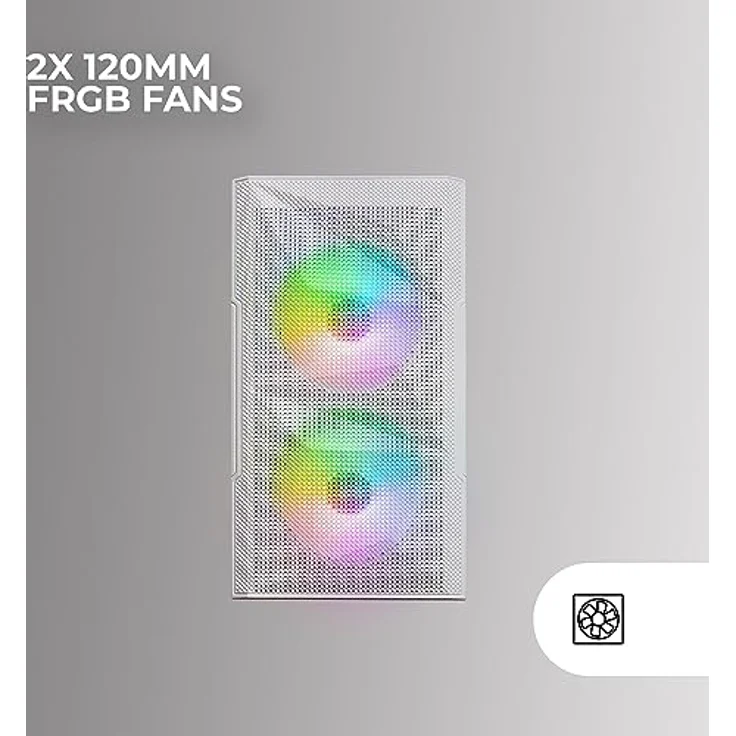 Mars Gaming MC-ME Weiß, Kompaktes MicroATX-Gaming-Gehäuse mit gehärtetem Seitenfenster, Total-Mesh-Frontdesign und 2x 120mm FRGB-Lüfter – Bild 3