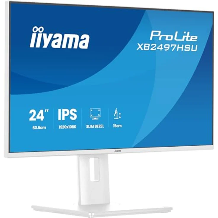 iiyama Prolite XB2497HSU-W1, 60,5cm (23,8") Full-HD IPS LED-Monitor, 120Hz, HDMI, DP, USB-C, Höhenverstellung, Pivot, weiß – Bild 1