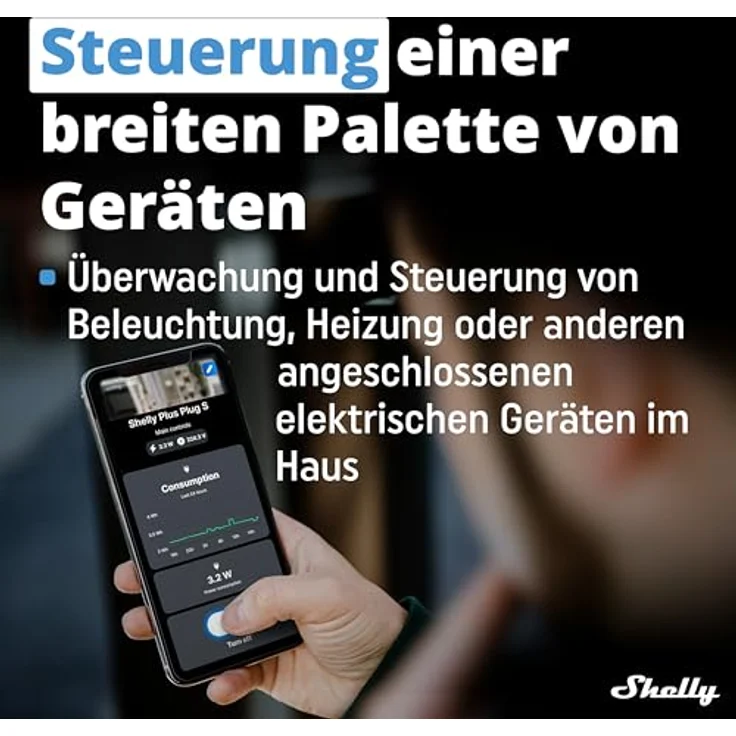 Shelly Plus Plug S - Intelligente Steckdose Funktioniert mit Alexa & Google Home, programmierbare mit Sprachsteuerung, Bluetooth und Wi-Fi-Gerät zur Automatisierung von Geräten Strommessung, Schwarz – Bild 4
