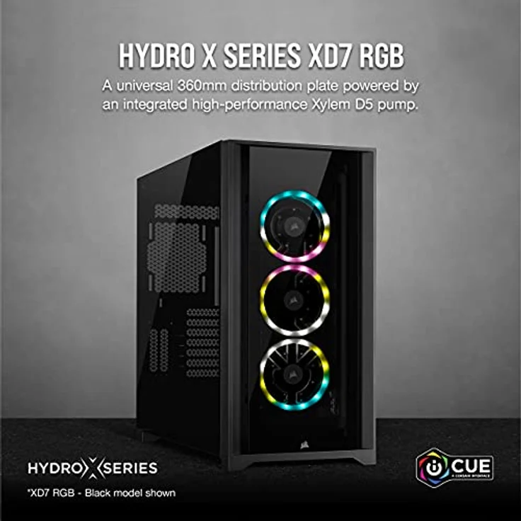Corsair Hydro X Series XD7 RGB Pumpen-/Ausgleichsbehälter-Kombination (360-mm-Verteilerplattensystem, D5 PWM-Pumpe, 140-ml-Behälter, 36 Einzeln Ansteuerbare RGB-LEDs, Temperatursensor) Weiß – Bild 2
