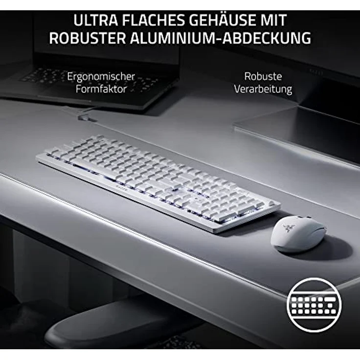 Razer Deathstalker V2 Pro (Purple Switch)- Kabellose Optische Low-Profile-Gaming-Tastatur (Klickende Optische Switches, HyperSpeed Wireless, Bluetooth 5.0) QWERTY US-Layout | Weiß – Bild 5