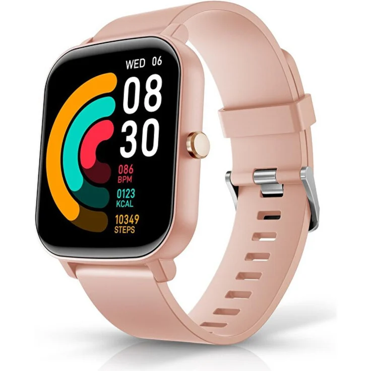 Niceboy Smartwatch 5 Lite, eckiges IPS-Display mit GPS, Pfirsichfarben