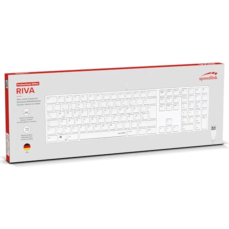 Speedlink RIVA Slim Metal Scissor Keyboard, Kabelgebunden, Weiß, DE Layout, ergonomisches Design mit Scissor-Switches – Bild 8