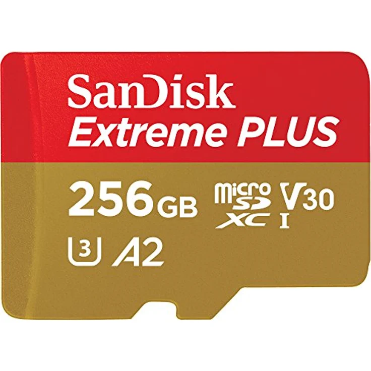 SanDisk Extreme Plus 256GB microSDXC Class 10 Speicherkarte mit SD-Adapter, Gold-Rot – Bild 2
