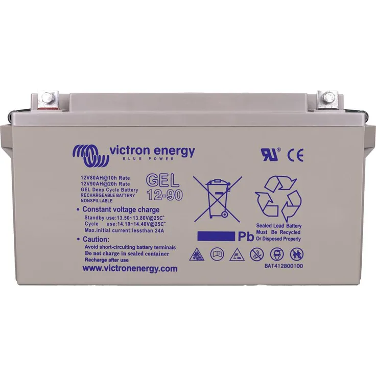 Victron Energy 12V/90Ah Deep Cycle Gel Batterie, wartungsfrei, niedrige Selbstentladung, schwarz