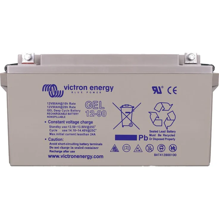 Victron Energy 12V/90Ah Deep Cycle Gel Batterie, wartungsfrei, niedrige Selbstentladung, schwarz
