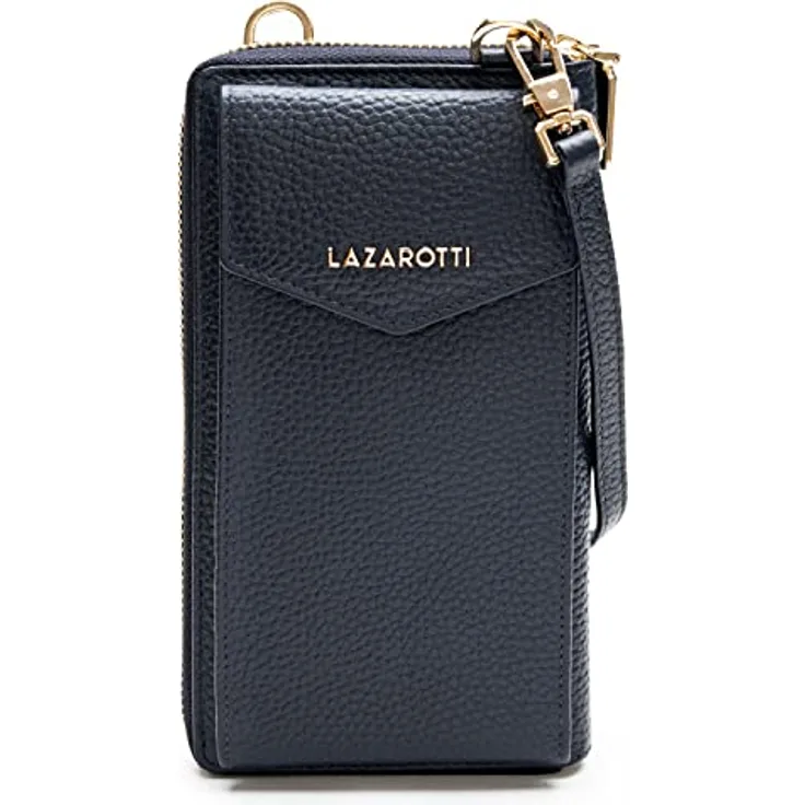 Lazarotti Bologna Leather Handytasche, 100% Leder, 11 cm x 3.5 cm x 19 cm, blau