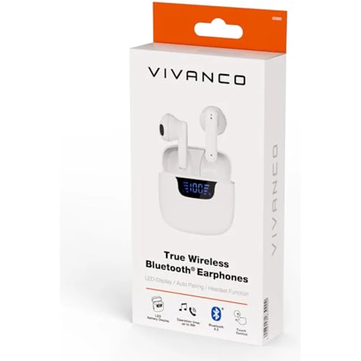 VIVANCO Bluetooth® Union Pair TWS Digital-Display In-Ear Kopfhörer, LED-Display, bis zu 20 Stunden Wiedergabezeit - Schwarz – Bild 9