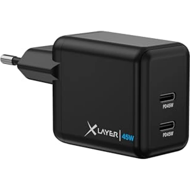 XLayer 45W dual USB C Ladegerät Power Delivery Schnellladen ipad iPhone 15 14 13 Mini 13 Pro Max 12 11 SE XS Android geräte Tabs Power Adapter Ladeadapter Ladestecker Netzteil Charger Kabel (Schwarz) – Bild 1