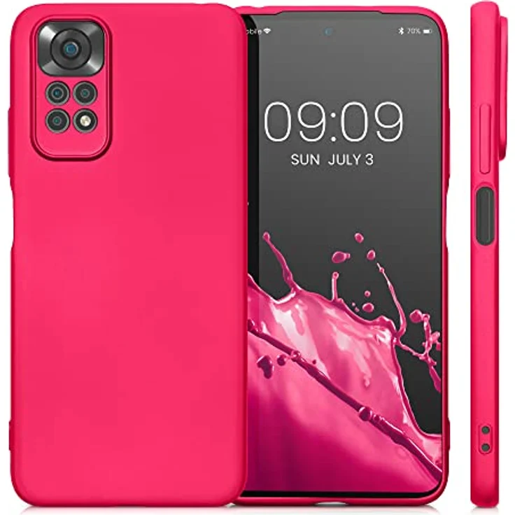 kwmobile Handyhülle für Xiaomi Redmi Note 11 / Note 11S - weiche, elastische Silikon Case in metallisch schimmerndem Metallic Pink mit präzisen Kameralöchern – Bild 5