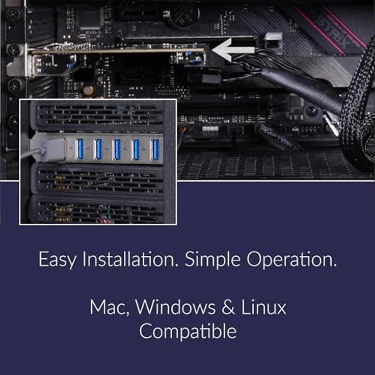 SoNNeT Allegro 7-Port USB 3.2 Gen 1 Typ A PCIe Karte, mit 5Gbps Anschlüssen und Überstromsicherung für Mac, Windows und Linux – Bild 4