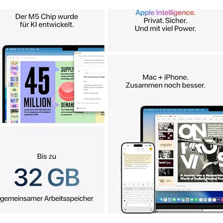 APPLE MacBook Air (2026) 15,3 Zoll, Apple M5, 16 GB RAM, 512 GB SSD, macOS, Polarstern – Bild 6