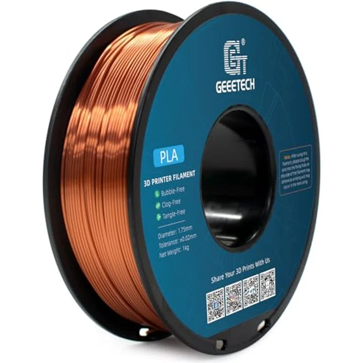 GEEETECH PLA Filament 1,75mm Silk Copper, Vakuumverpackte 1KG Spule, Hochpräzision und Verbesserte Haltbarkeit – Bild 2