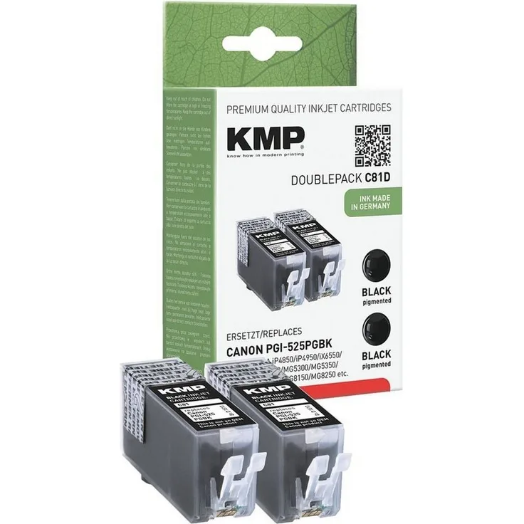 KMP Tintenpatrone Doppelpack, ersetzt Canon »PGI-525PGBk«, Farbe: schwarz, 2x ca. 325 Seiten
