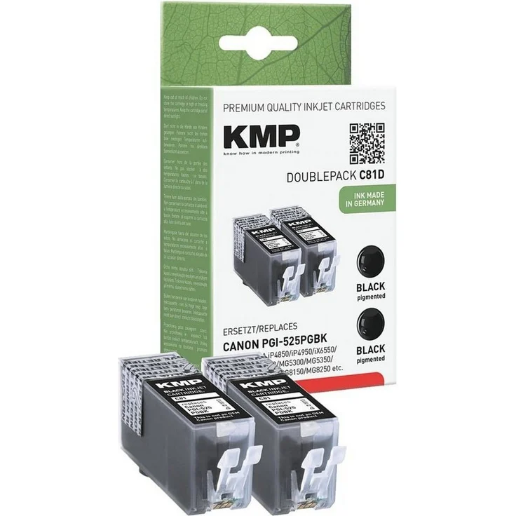 KMP Tintenpatrone Doppelpack, ersetzt Canon »PGI-525PGBk«, Farbe: schwarz, 2x ca. 325 Seiten