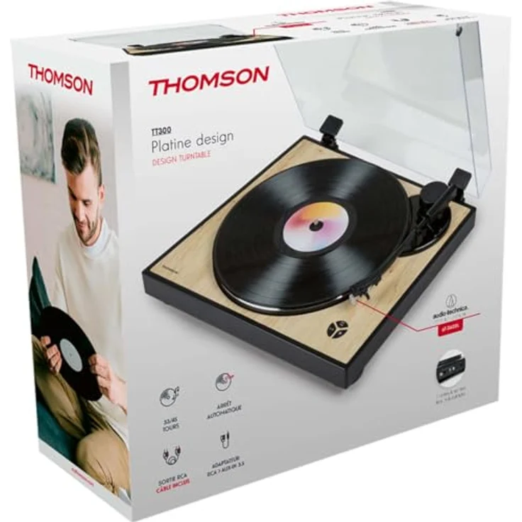 Thomson Plattenspieler Tourne-Disques THOMSON schwarz und Bois, mehrfarbig, Maße: 44,2 x 48,4 x 22 cm – Bild 1