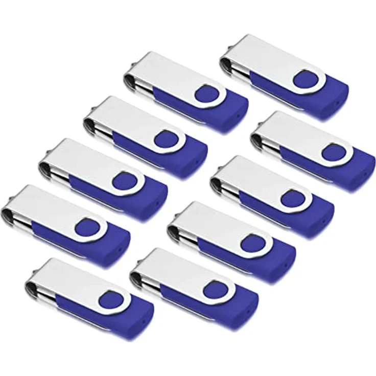AreTop USB-Sticks 4GB 10 Stück, High Speed USB 2.0 Metall Speicherstick mit 360-Grad-Drehung (Blau) – Bild 1