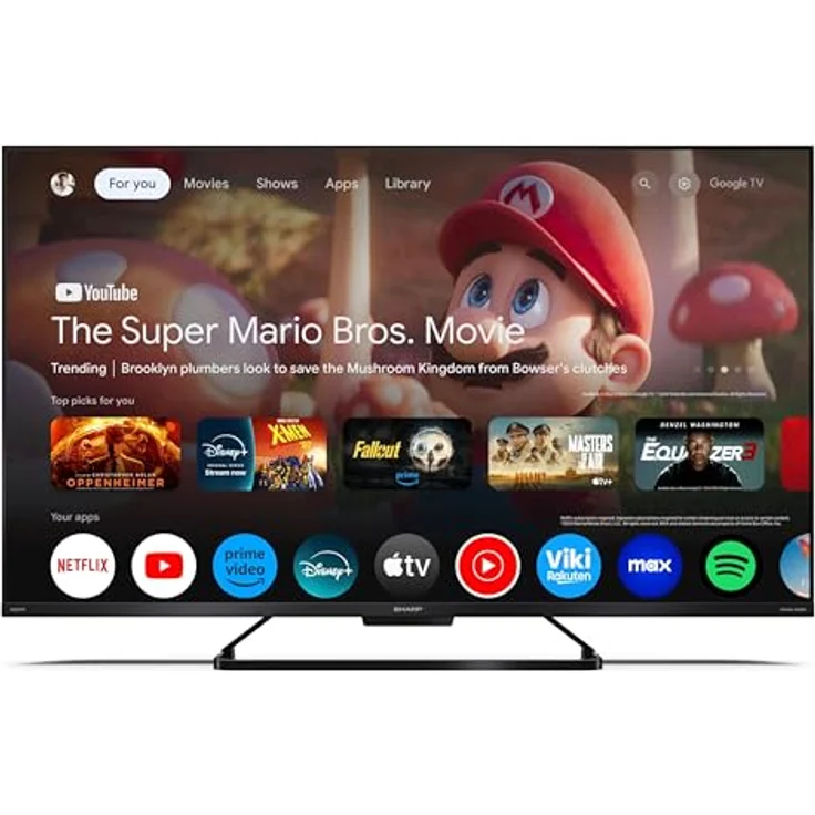 SHARP 43GR8265E - 43 Zoll 4K Ultra HD 144Hz Google TV QLED Smart TV ohne Rahmen, Schwarz – Bild 2