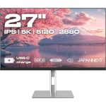 JapanNext JN-IPS275K-HSPC9, 27" IPS 5K Monitor mit HDR, USB-C-Laden (90W), Höhen- & Neigungsverstellbar, integrierte Lautsprecher, 100% sRGB, G-Sync/FreeSync, 2 Jahre Garantie