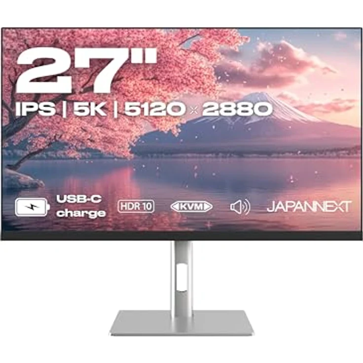 JapanNext JN-IPS275K-HSPC9, 27" IPS 5K Monitor mit HDR, USB-C-Laden (90W), Höhen- & Neigungsverstellbar, integrierte Lautsprecher, 100% sRGB, G-Sync/FreeSync, 2 Jahre Garantie – Bild 1