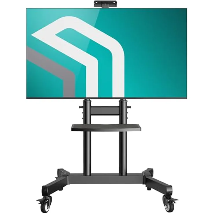 ONKRON Mobiler TV Ständer höhenverstellbar für 50” - 90” TVs bis zu 100 kg - Standfuss TV Ständer rollbar - VESA Standfuß 800x600 - Fernsehständer mit Rollen/TV Standfuß Schwarz TS1891-B