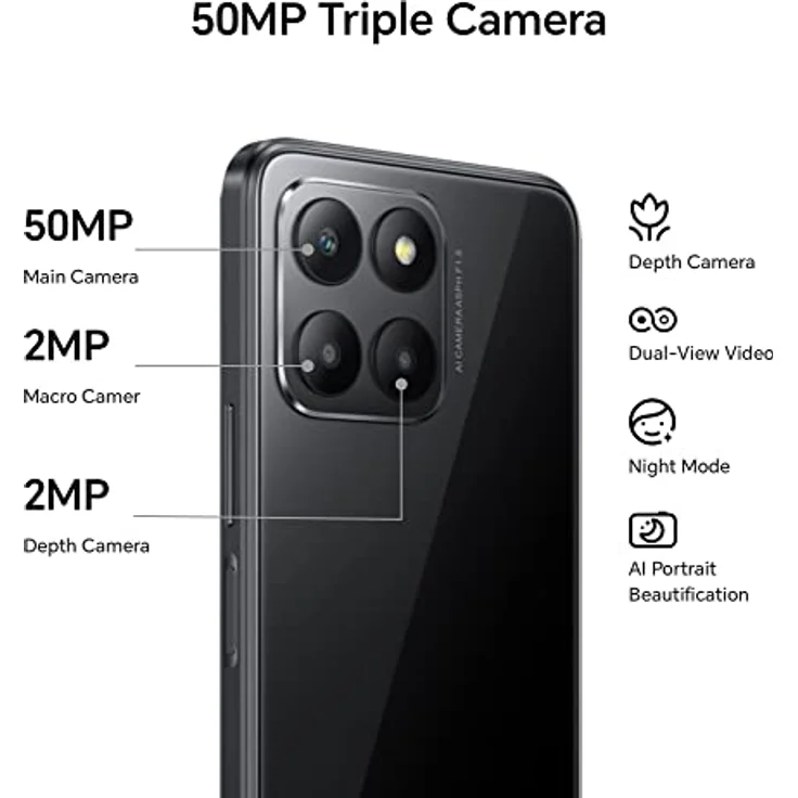 Honor 70 Lite, Smartphone 5G, 4GB+128GB, 6.5" 90Hz FullView Display, 5000mAh, Android 12, Dual SIM, Mitternachtsschwarz – Bild 2