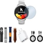 Knauermann PRO 4 EKG-Gesundheitsuhr, Smartwatch in Silber mit Telefonfunktion, Puls-, Blutdruck- und Blutsauerstoffmessung, Schlafanalyse, Premium-Set mit 5 Armbändern