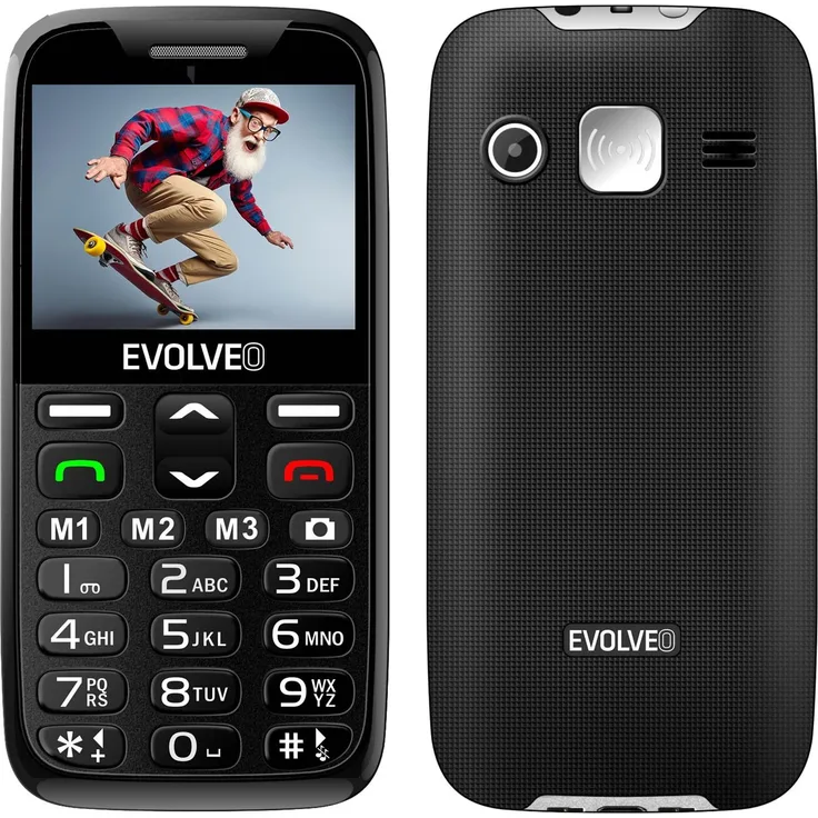 EVOLVEO EasyPhone XR, Senioren-Telefon mit Ladestation, 2,3" Display, 1xSIM, 0,3 MP Kamera, microSDHC, 1000 mAh, schwarz