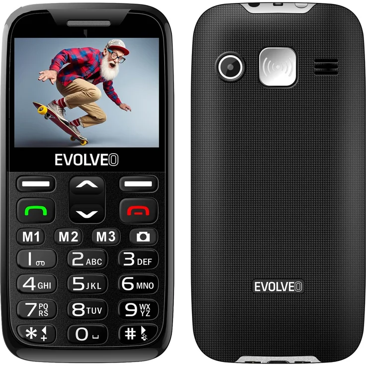 EVOLVEO EasyPhone XR, Senioren-Telefon mit Ladestation, 2,3" Display, 1xSIM, 0,3 MP Kamera, microSDHC, 1000 mAh, schwarz