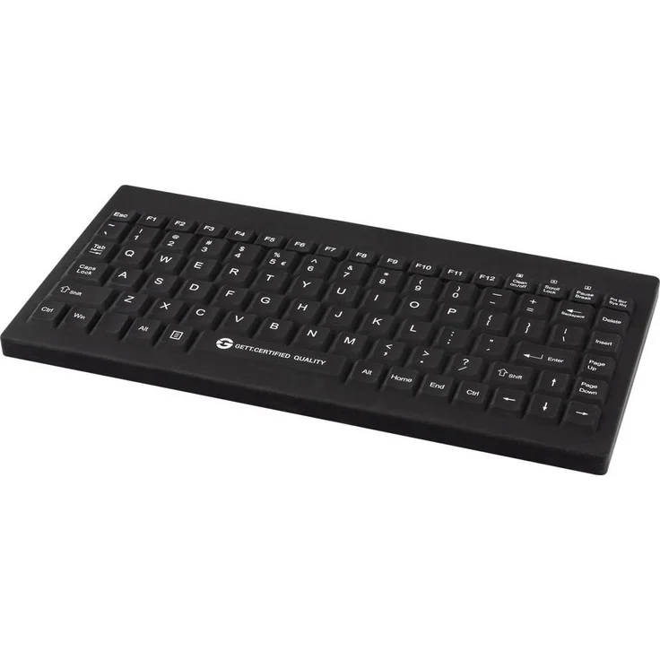 Gett GCQ Cleantype Easy Protect, wasserdichte und desinfizierbare USB Tastatur mit 88 Tasten, Schwarz, IP68