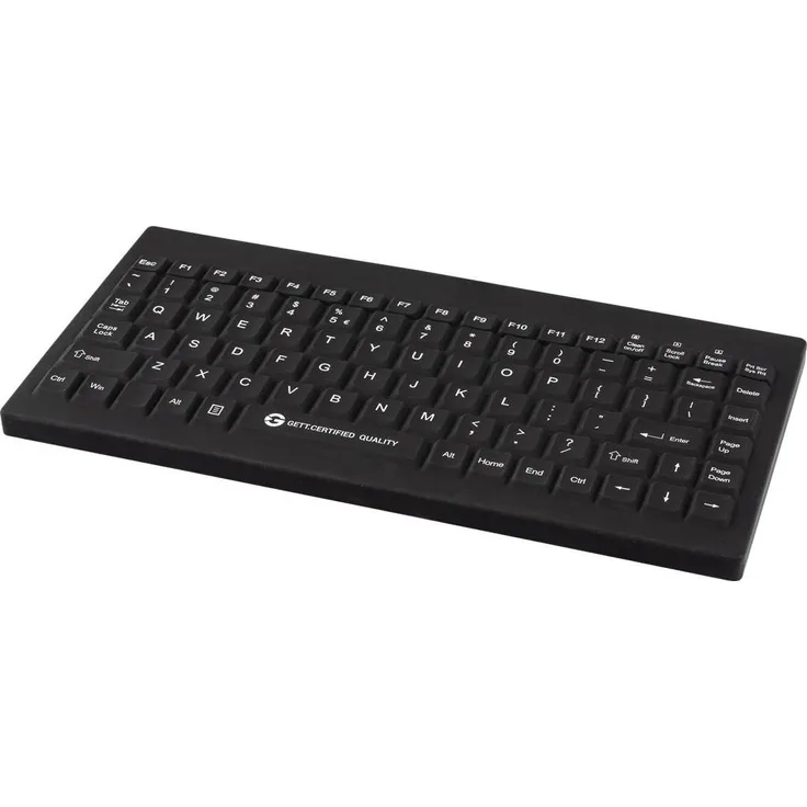 Gett GCQ Cleantype Easy Protect, wasserdichte und desinfizierbare USB Tastatur mit 88 Tasten, Schwarz, IP68