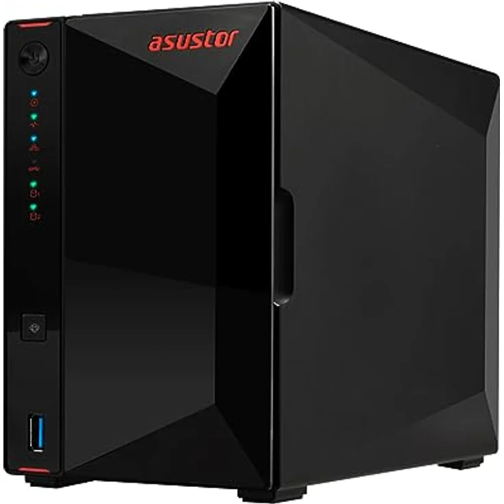 Asustor AS5402T Nimbustor 2 Gen2-2 Bay NAS Netzwerkspeicher Gehäuse, Quad-Core 2,0GHz CPU, 4xM.2 NVMe SSD Steckplätze, 2x2,5GbE Anschlüsse, 4GB DDR4 RAM, Gaming-Inspirierten NAS – Bild 2