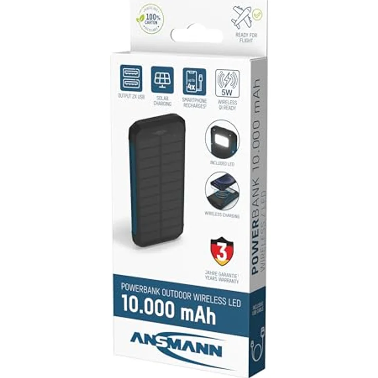 Ansmann Outdoor Powerbank PB212W LED (10000 mAh, 10.50 W, 50 Wh), Powerbank, Schwarz – Bild 5