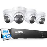 ZOSI 4K 8MP PoE IP Überwachungskamera, 4-tlg., 2TB HDD NVR, Modell C225, mit Zwei-Wege-Audio & Personenerkennung