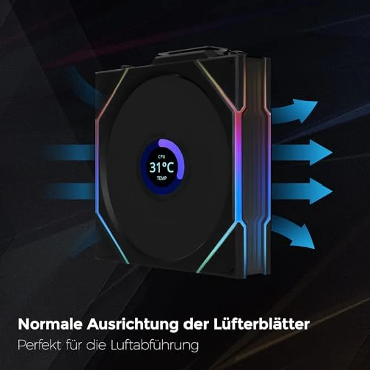 Lian Li UNI FAN TL Wireless LCD PC Lüfter 120mm RGB Schwarz - 3er Pack | PWM Lüfter - 26 ARGB LEDs - bis 1.900 U/min - hoher Airflow - Vibrationsarm - Leise – Bild 2
