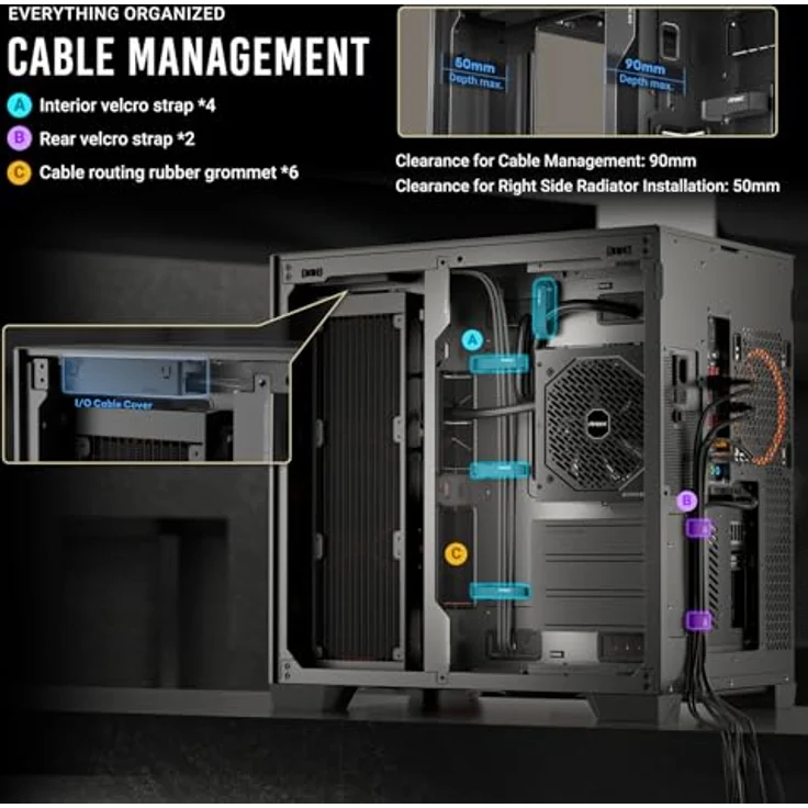 Antec C8 (mATX, ITX, ATX, E-ATX), PC Gehäuse, Schwarz – Bild 11
