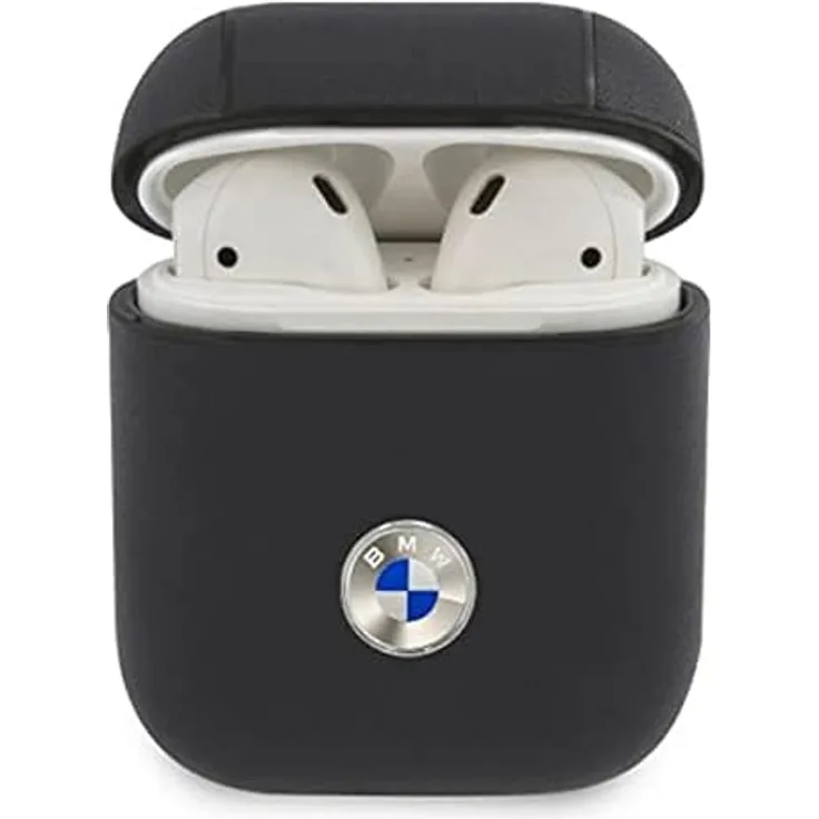 BMW BMA2SSLNA Hülle für AirPods Marine Geniune Leather Silver Logo, Black