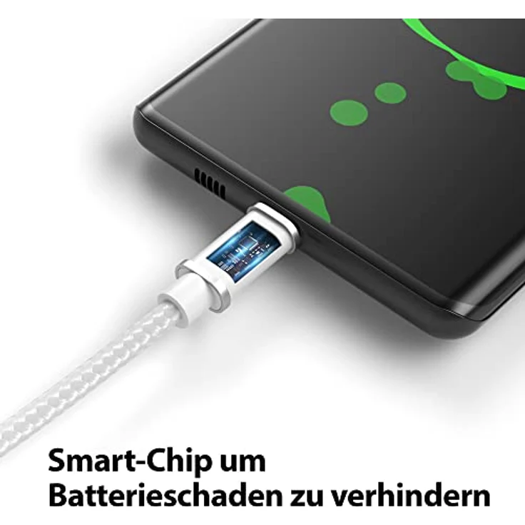JAMEGA 3m Premium Micro USB Kabel | Nylon geflochtenes Ladekabel mit 2,4A Schnellladung für Android Geräte – Weiß – Bild 5