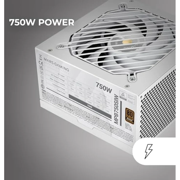 Mars Gaming MPB750SI, PC-ATX-Netzteil 750W, 80Plus Bronze, 90% Effizienz, SI Extreme Silence Lüfter, 7 Jahre Garantie, Weiß – Bild 4