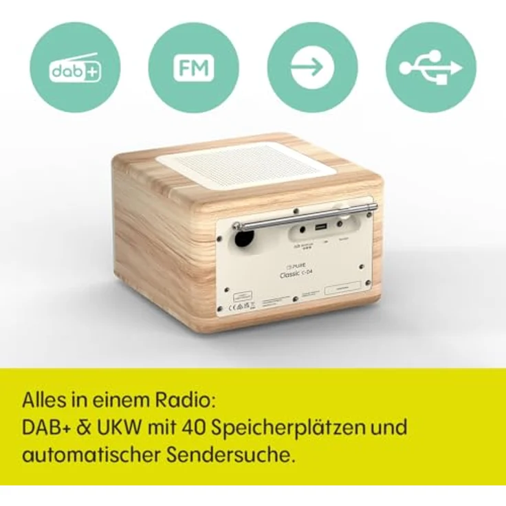 Pure Classic C-D4, DAB+ und FM Radio mit Bluetooth, in Cotton White/Oak – Bild 4