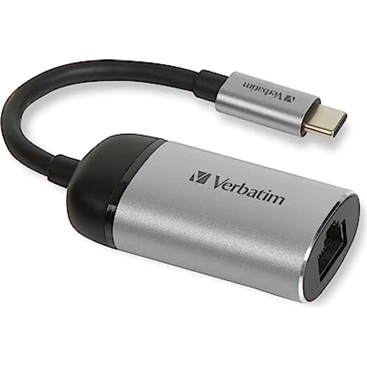 Verbatim USB-C auf Gigabit Ethernet Adapter, für USB-C-fähige Laptops, Notebooks, MacBooks uvm, kompaktes Design, USB-C zu GbE, USB-C Netzwerk-Adapter, inkl. 10 cm USB-C-Kabel – Bild 1