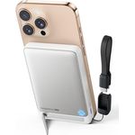 INIU Qi2-zertifizierte Magnetische Powerbank, 30W Schnellladung, 10000mAh Ultra Slim für iPhone 16/15/14 Pro Max Mag Safe Case, Weiß