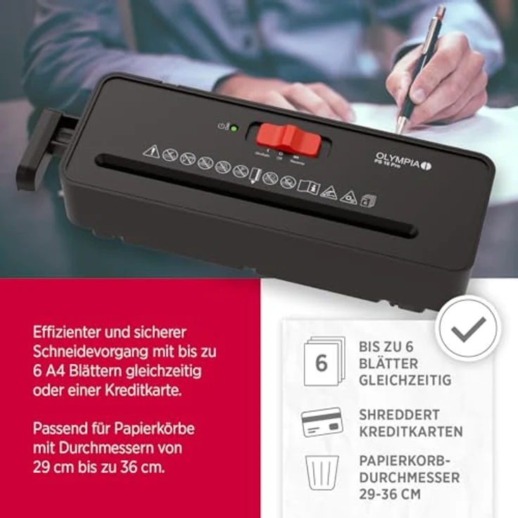 OLYMPIA PS 16 Pro, Aktenvernichter in Schwarz mit leistungsstarker Schneidetechnologie – Bild 3