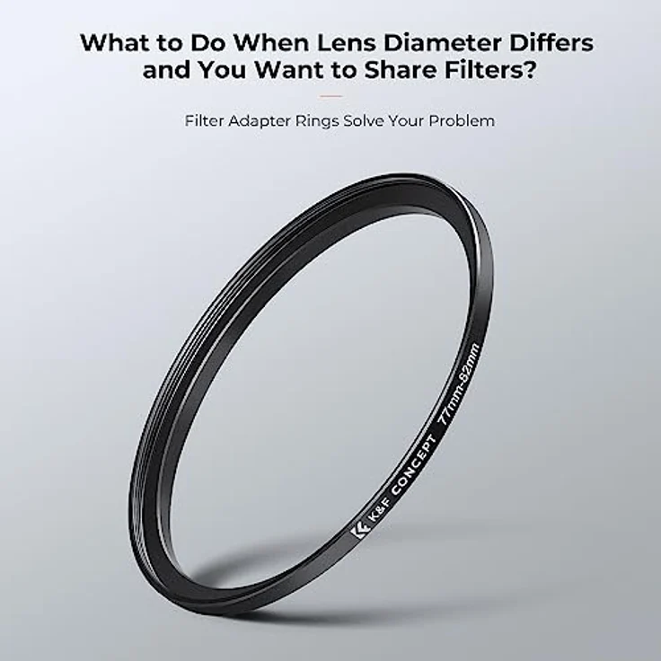 K&F Concept® 18 teiliges Filteradapter Set Kamera Objektiv Filter Metall Step Up Ringe 9er Step Down Ringe Set für Canon Nikon Sony Sigma Tamron Schwarz – Bild 4