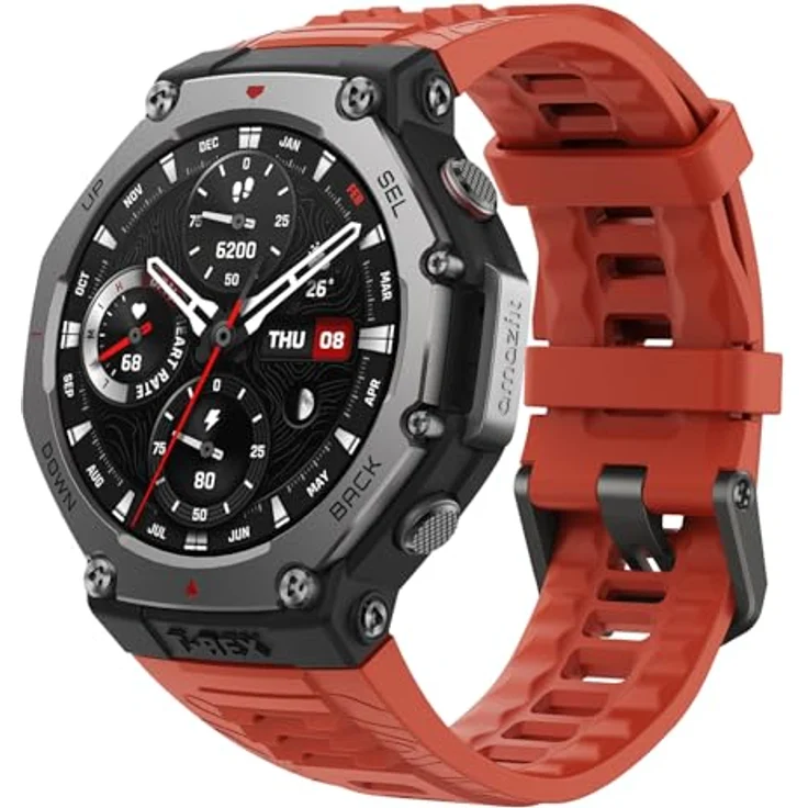 Amazfit T-Rex 3 Outdoor Smartwatch 48mm AMOLED Display, 6 Satellitensysteme Dual Band GPS, 27 Tage Akkulaufzeit, NFC Zahlung, 170+ Sportmodus, 45m Freitauchen, orange – Bild 1