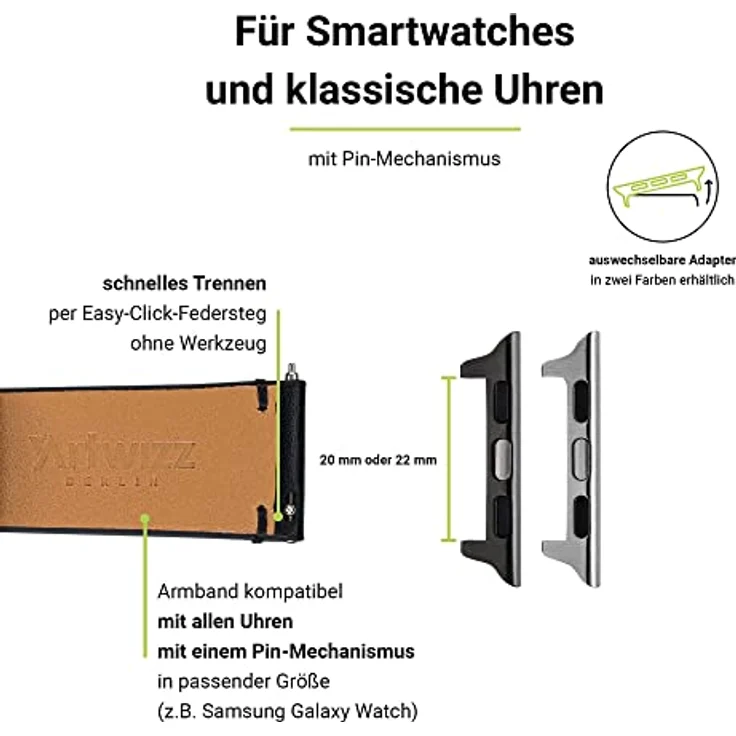 Artwizz WatchBand Leather Lederarmband für Apple Watch 38/40mm Schwarz – Bild 4