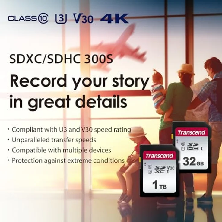 Transcend 256GB UHS-I U3 SD Speicherkarte, Umweltfreundliche Verpackung, TS256GSDC300S-E - bis zu 95 MBs lesen und 40 MBs schreiben – Bild 3